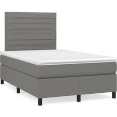 120 cm Betten-Sets vidaXL Cama Box Spring Con Colchón Tela Gris Oscuro 120x190 cm