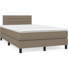 120 cm - Beige Sengepakker vidaXL Kontinentalseng Med Madras 120x190 cm Stof Gråbrun Sengesæt