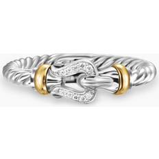 Jewelry David Yurman Petite Buckle Ring with Diamonds in Silver and 18K Gold, 2mm