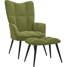 vidaXL Velvet with Footstool Light Green Fåtölj 96.5cm