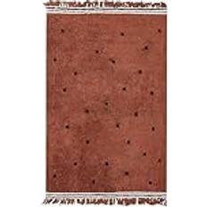 Tufted Carpets Beliani Modern Cotton Rug Black Dots White Stripes 140x200 cm Brown cm