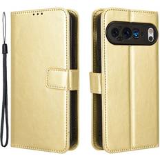 Google Pixel 9 Mobiletuier Eiderwood Google Pixel 9 Blankt Læder Cover m. Pung & Strop Guld