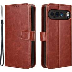 Google Pixel 9 Pro Plånboksfodral Eiderwood Google Pixel 9 Läder Plånbokfordral m. Stativ Brun