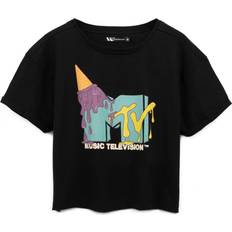 Cropped Short Sleeved T-Shirt - Black