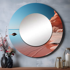 Mirrors Design Art "Coastal Minimalism Photo II" Nautical & Beach Round Nautical & Coastal Wall Mirror