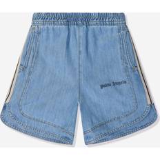 Palm Angels Kids chambray track shorts kids Cotton/Polyester Blue