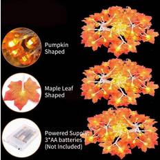Tomtop Jms 33FT 80LEDs Halloween Fairy Lights Pumpkin Maple Leaf Shaped Decorative Hanging Lights Warm Type 2 String Light