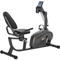Fitness Machines Homcom Fitness Recumbent Bike Magnetic Resistance Exercise Bike Stationary Cycling Bike, Pad Holder with LCD Monitor, Indoor Cardio Workout, Black