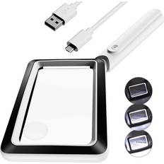 Tlily 4X Rechargeable Magnifying Glass with Light 20LEDs, Handheld Rectangular Page Lighted Magnifier, 3 Brightness Modes