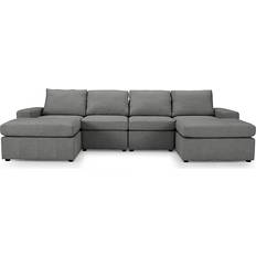 U-Sofas Home Details Matching Chaise Dark Grey Sofa 298cm 4 Seater