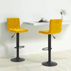 vidaXL Velvet Mustard Yellow Bar Stool 111cm 2pcs