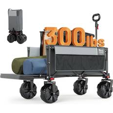 Utility Wagons TIMBER RIDGE TIMBER RIDGE 47" Extra Long Collapsible Folding Wagon with Tailgate, 300lbs Heavy Duty Beach Wagon with All-Terrain Big Wheels, Foldable Utility Wagon Cart for Sand Camping Sports Shopping, Gray