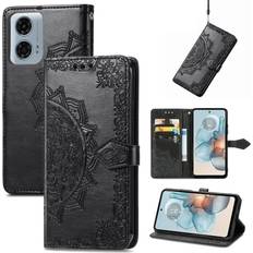 For Motorola Moto G24 Power Mandala Flower Embossed Leather Phone CaseBlack