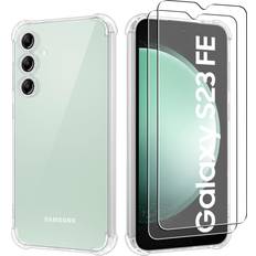 iCatchy Samsung S23 FE Shockproof Clear Phone Cover Tempered Glass