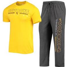 Gold - Men Pajamas Concepts Sport Men's Heathered Charcoal/Gold Wyoming Cowboys Meter T-Shirt & Pants Sleep Set