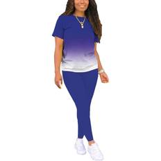 Short Sleeves - Women Jumpsuits & Overalls Nimsruc Summer Jogger Tracksuit - Gradient Blue