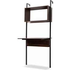 California Proposition 65 Warning Shelves Baxton Studio Fariat Walnut Wood Brown/Black Book Shelf 69.7"