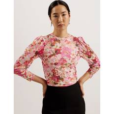 Ted Baker Oberteile Ted Baker Raeley Gathered Shoulder Mesh Top, Pink/Multi