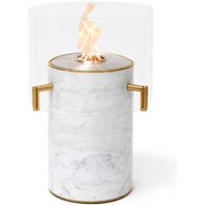 Steel Ethanol Fireplaces EcoSmart Fire Pillar 3T Free Standing Bioethanol Fire EcoSmart Fire, White Marble Stainless Steel