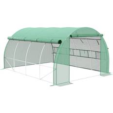 Greenhouses OutSunny Polytunnel Greenhouse with Roll-Up Side Walls Stainless steel Plastic