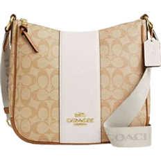 Canvas - Women Bags Coach Ellie File Bag In Signature Canvas With Stripe - Im/Light Khaki/Chalk Lt Saddle