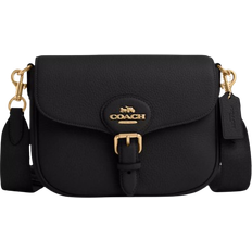 Black - Leather Bags Coach Amelia Saddle Bag - Black