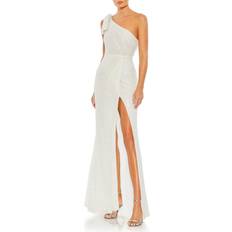 Mac Duggal Beaded One-Shoulder Gown - White