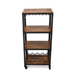 Mind Reader Metal Bar Cart Black Wine Rack 18x39.2"