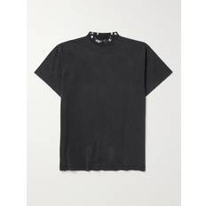 Balenciaga Klær Balenciaga Oversized Embellished Cotton-Jersey T-Shirt Men Black