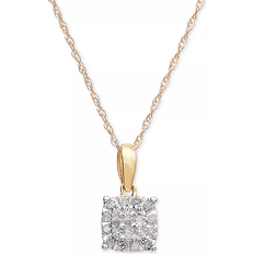 Macy's Gold Necklaces Macy's Cluster Pendant Necklace - Gold/Diamonds