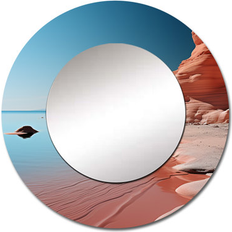 Mirrors Design Art "Coastal Minimalism Photo II" Nautical & Beach Round Nautical & Coastal Wall Mirror