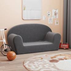Soffor Barnrum vidaXL Barnsoffa 2-Sits Antracit Mjuk Plysch