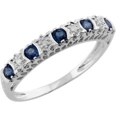 Gemondo Classic Half Eternity Band Ring - Silver/Sapphire/Diamonds