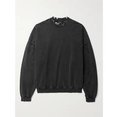 Balenciaga Sweatshirts Jumpers Balenciaga Pierced Embellished Distressed Cotton-Jersey Sweatshirt Men Black