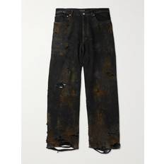 Balenciaga Jeans Balenciaga Super Destroyed Wide-Leg Distressed Jeans Men Black