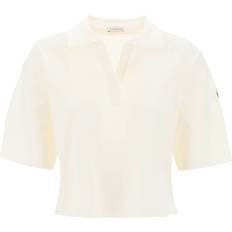 Moncler Dame Polotrøjer Moncler Bomuld Logo Patchet Polo Shirt - Beige