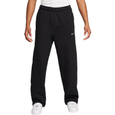 Nike Uomo Pantaloni Nike Men's Solo Swoosh Open-Hem Fleece Pants - Black/White