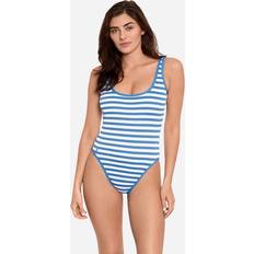 Polo Ralph Lauren Badedrakter Polo Ralph Lauren Piquet Stripe Scoopneck Swimsuit Riviera Blue & White