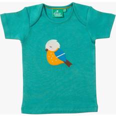 Turquoise T-shirts Little Green Radicals Baby Organic Cotton Bird Applique Short Sleeve T-Shirt, Teal