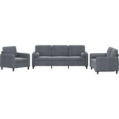 vidaXL 3201955 Dark Gray Sofa 78" 3pcs 6 Seater