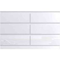 White high gloss drawers Fwstyle Stora White Gloss Chest of Drawer 120x77cm