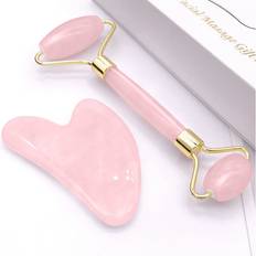 Pink Gua Sha & Facial Massage Rollers Dechoicelife Set-Pink Olaf Pink Gua Sha
