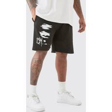 6XL Shorts boohooMAN Mens Plus Oversized Fit Blur Print Jersey Shorts Black