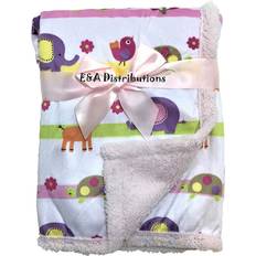 Baby Care KAV Baby Boys/Girls Jungle Animal Design Supersoft Microfleece Wrap Blanket 75cm x 100cm White/Pink