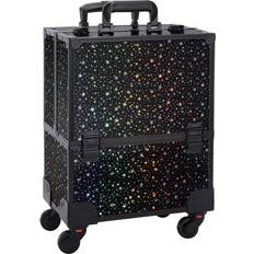 Cosmetics Joligrace Rolling Makeup Case with Wheels Professional Cosmetology Large Train Case Wheeled Cosmetic Trunk with 8 Divided Trays for Makeup Artist, Hair Stylish or Home Use Star Style