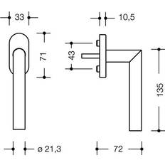 Maniglie per finestra Hewi Fenstergriff 162XAFG.2 30 mm VA ma 30 mm Stand 1pcs