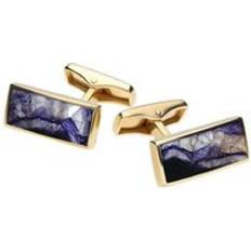 Homme Boutons de manchette C. W. Sellors 9ct Gold Blue John Slim Oblong Cufflinks