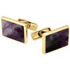 Men Cufflinks C. W. Sellors 9ct Gold Blue John Oblong Cufflinks