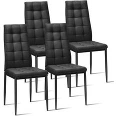Fabric Kitchen Chairs Costway Upholstered Cushion Black Kitchen Chair 99.1cm 4pcs