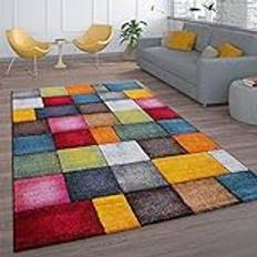 Paco Home Short-Pile Living Room Rug Check Design 160x230 cm Colourful Squares Multicolour